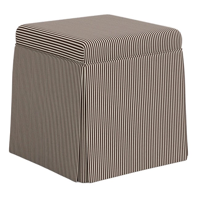Dyer Chocolate Stripe Skirted Storage Ottoman For Sale