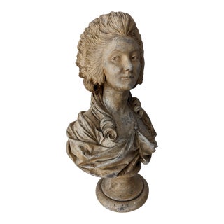 Antique Plaster Bust of Marie Antionette For Sale