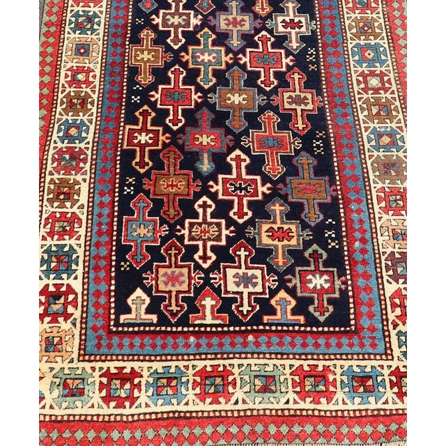 Late 19th Century Late 19th Century Kazak Runner With Geometric Design in Tribal Crosses For Sale In Atlanta - Image 6 of 12