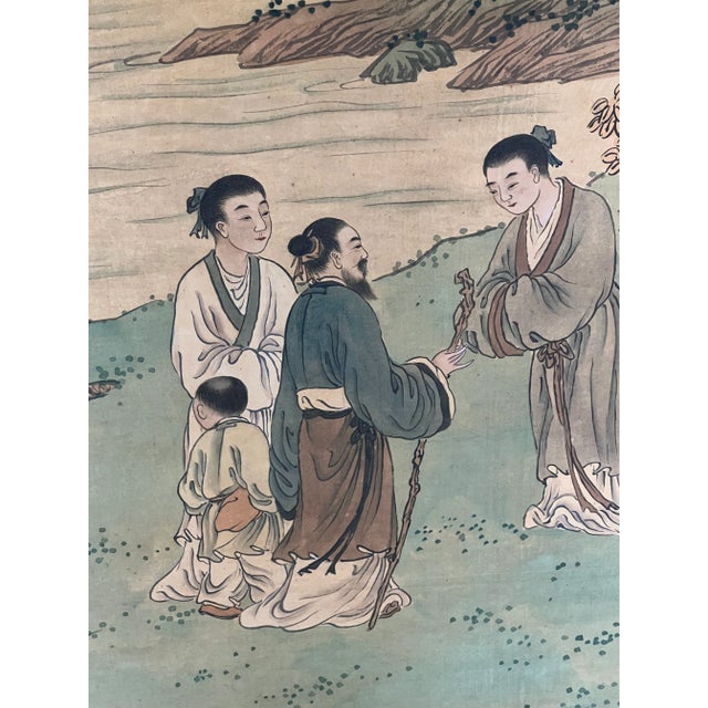 Mid 20th Century Large Chinese Paintings on Rice Paper Mounted on Wood - A Pair For Sale - Image 5 of 13