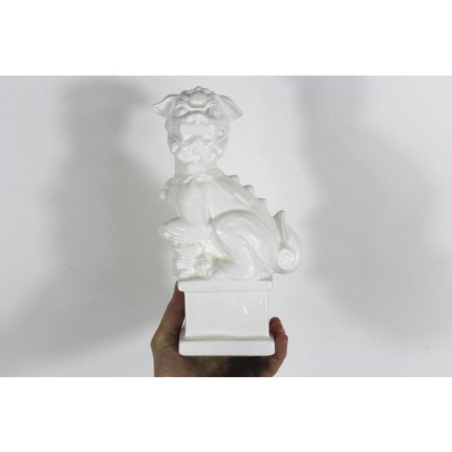 Vintage White Ceramic Foo Dogs a Set For Sale - Image 11 of 11