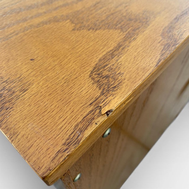 Mid 20th Century Minimalist Solid Oak Open Pedestal Cabinet or Media Stand For Sale - Image 16 of 18