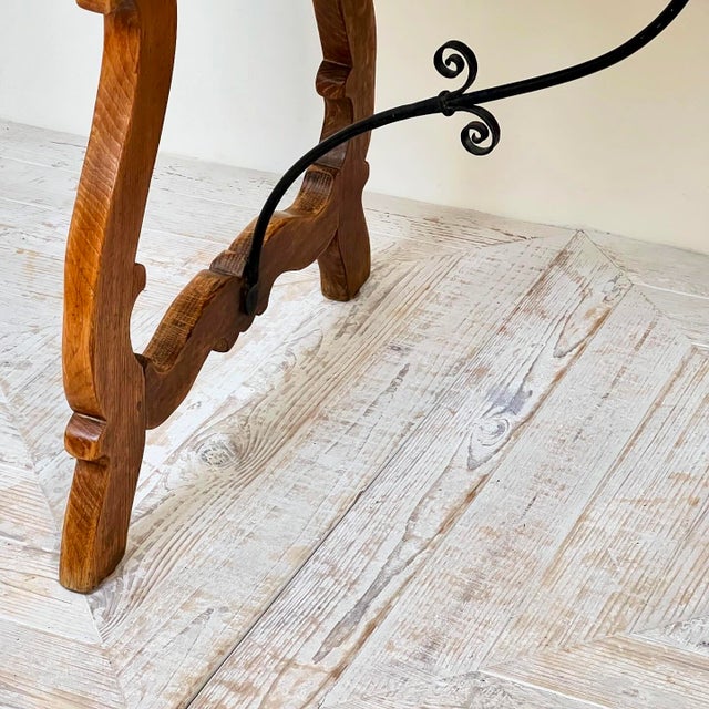 Antique Spanish Oak and Wrought Iron Table, 1890s For Sale - Image 10 of 11