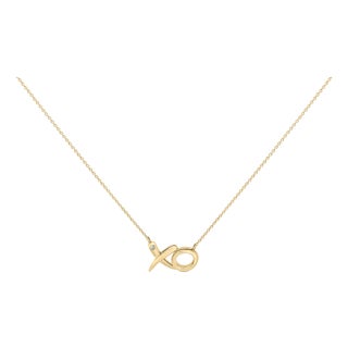 Gold Vermeil Diamond Accent "XO" Necklace For Sale