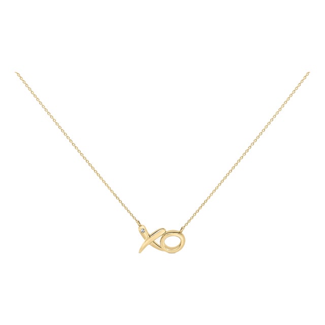 Gold Vermeil Diamond Accent "XO" Necklace For Sale
