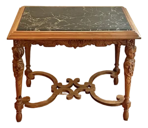 Renaissance Revival Figural Carved Marble Top Side Table