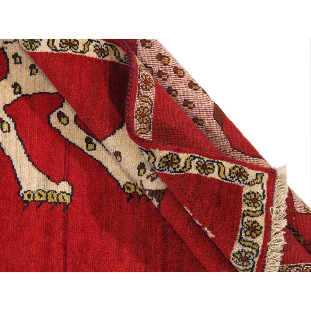 1980s Vintage Hand-Knotted Persian Gabbeh Rug 3'7" X 6'1" For Sale - Image 5 of 6