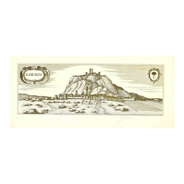 Bettino Craxi, Map of Radicofani, Original Etching, Late 20th Century For Sale