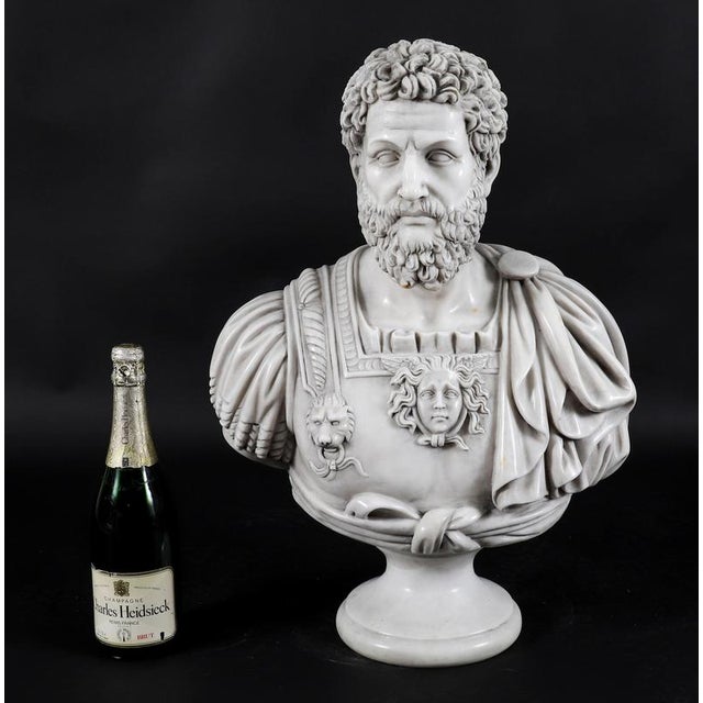 Antique 20th Century Marble Busts of Emperors Lucius Verus & Antoninus Pius, Set of 2 For Sale - Image 17 of 18