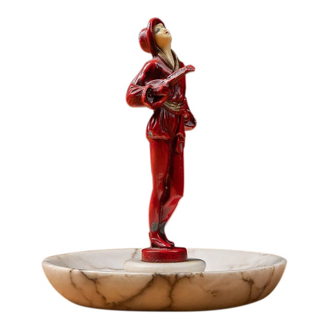 Early 20th Century J B Hirsch Art Deco Figural Alabaster Ashtray For Sale