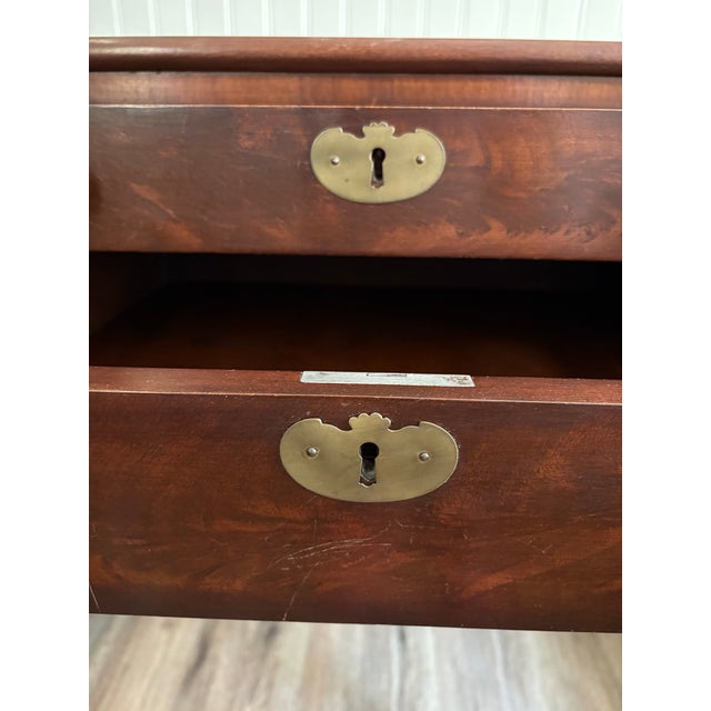 Antique Federal American Walnut & Mahogany Sheraton Style Side Table -original brass feet -dovetail construction...