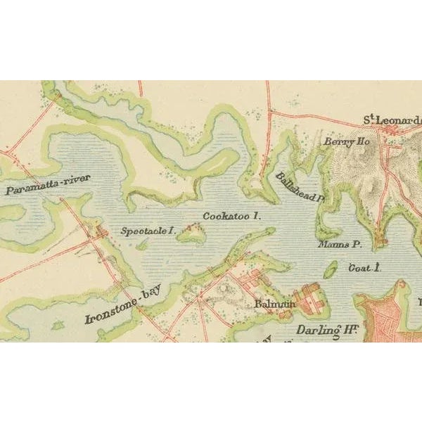 Antique Map of Sydney and Port Jackson, 1889 For Sale - Image 3 of 9