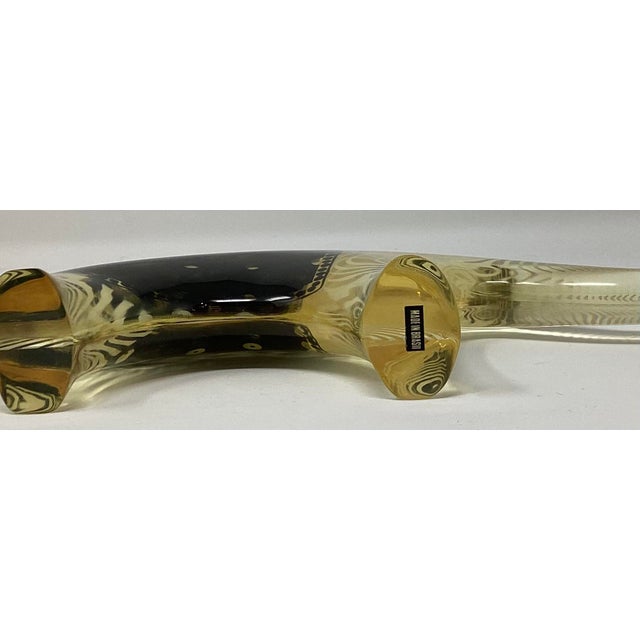 Vintage Abraham Palatnik Mid-Century Optical Lucite Sculpture of an Elephant, featuring intricate internal zebra stripes...