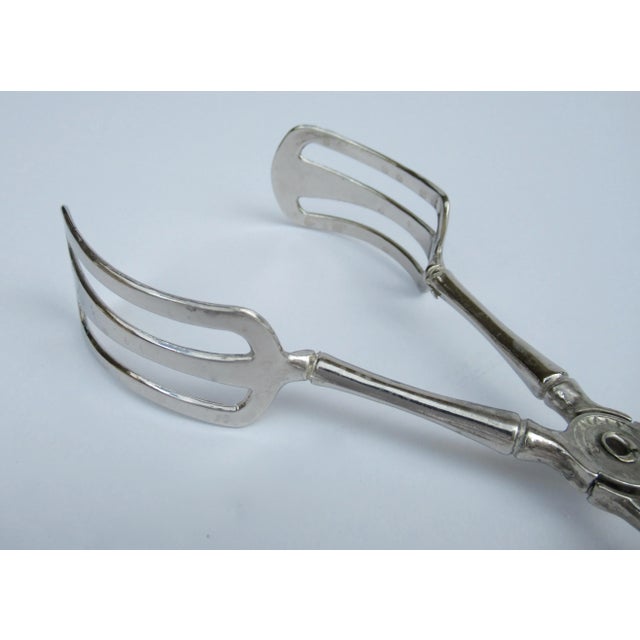 Vintage Italian Silver Plate "Faux-Bamboo," Style Scissor Serving Tongs For Sale - Image 10 of 12