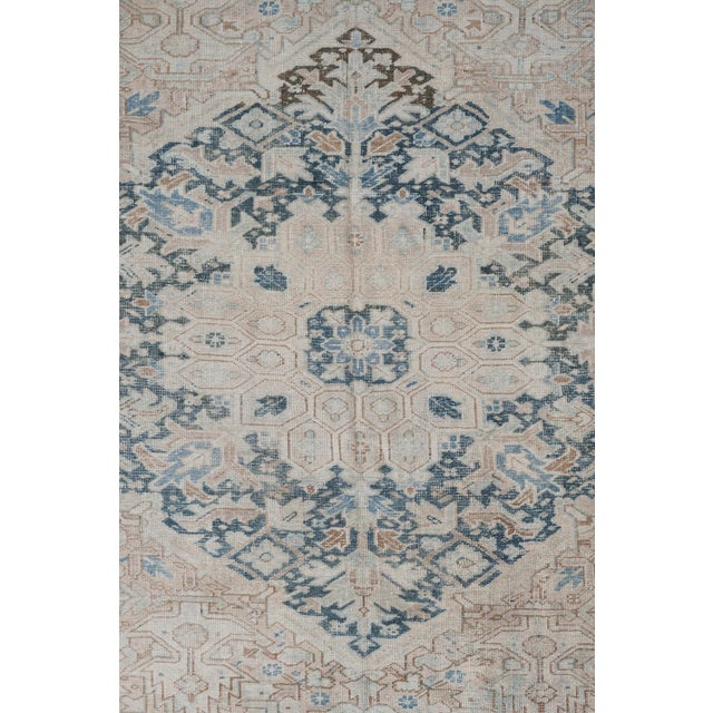 Vintage Circa 1930 Beige Distressed Heriz Hand Woven Wool Rug, 9ft 4in X 13ft 8in For Sale In New York - Image 6 of 6