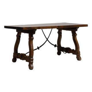 19th Century France Baroque Brown Wood Dining Table For Sale