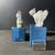 Art Deco Asymmetrical Bookends in White Blue Chrome & Ceramic, 1930s, Set of 2 For Sale - Image 10 of 18