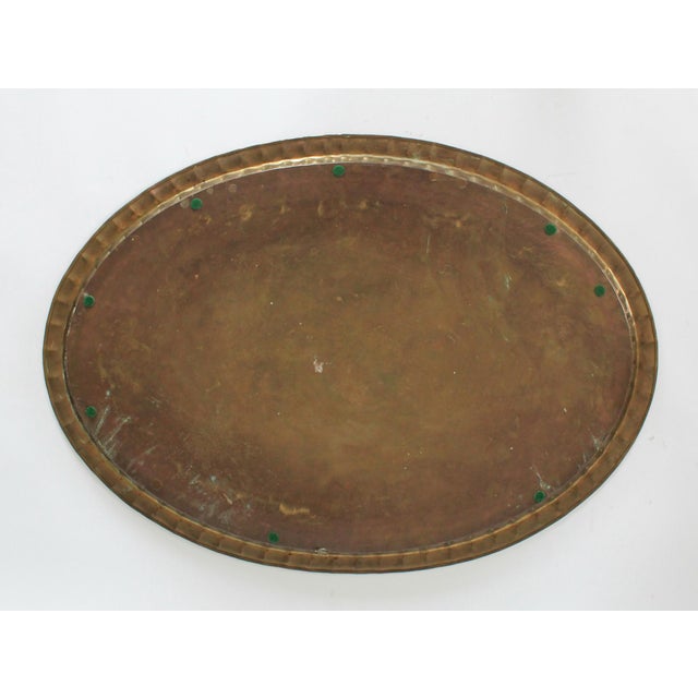Vintage Oval Brass Etched Tray For Sale - Image 4 of 9