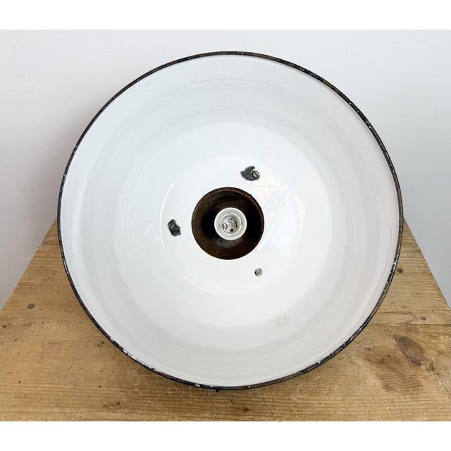 Industrial Grey Enamel and Cast Iron Pendant Light, 1960s For Sale - Image 17 of 18