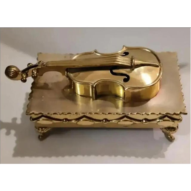 Brass Vintage Large Brass Hinged Violin Storage Box For Sale - Image 8 of 12