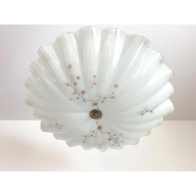 Lightolier 1950s Fluted Glass Parasol Flush Light For Sale - Image 4 of 16