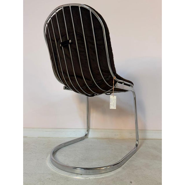 Cantilever Chair in Chrome with Brown Upholstery by Gastone Rinaldi For Sale - Image 5 of 11