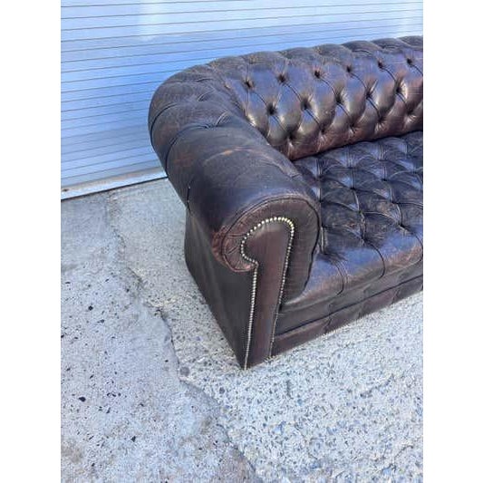 Chesterfield Leather Sofa, Vintage Upholstery, Patina Finish, 1985 For Sale - Image 10 of 17