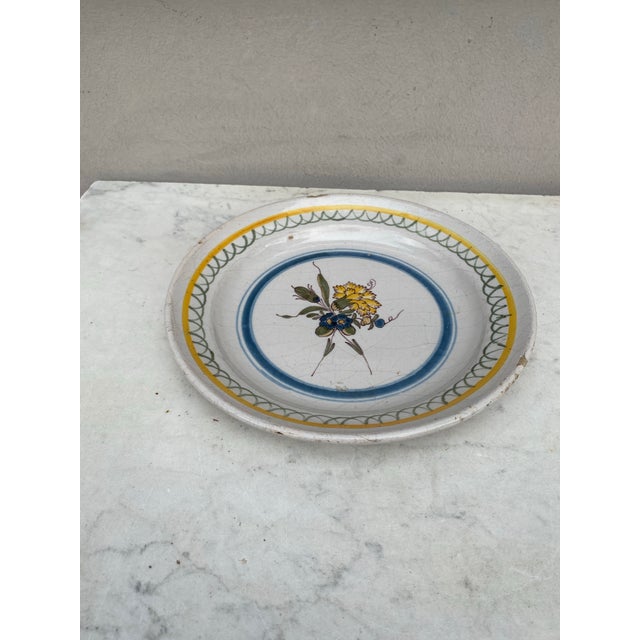 19th Century French Faience Carnation Plate. Possibly Nevers ( center of France )
