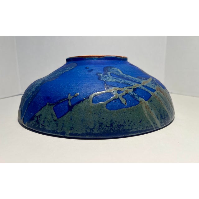 Mid-Century Modern Studio Art Pottery Cobalt Blue Ultramarine Ceramic Bowl Aprox. dimensions: 4.5"H x 13" diameter Very...