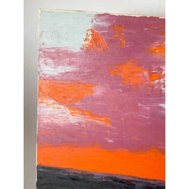 Modern Sunset Landscape Acrylic Painting on Canvas, 14x18 For Sale - Image 3 of 5