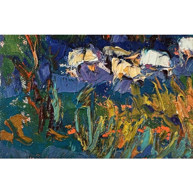 Textile Oil Painting Forest Evening Oksana Ivanyuk For Sale - Image 7 of 8