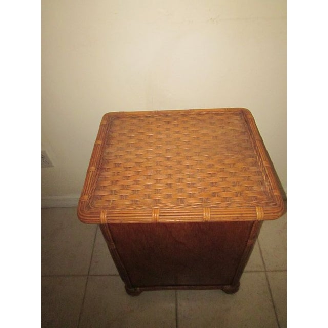 1990s Coastal Style One Bamboo Rattan Nightstand 1 Drawer Medium Tone For Sale - Image 11 of 12