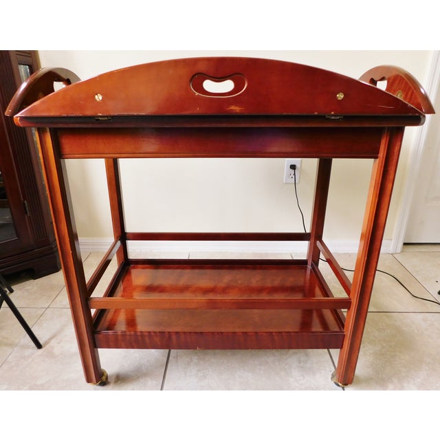 The Bombay Company Solid Wood Butler's Tray Table Tea Bar Rolling
