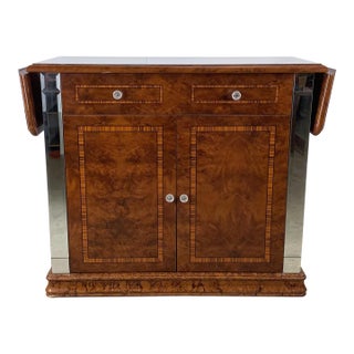 Vintage Alf Italia Italian Burl Wood Console With Mirrored Accents For Sale