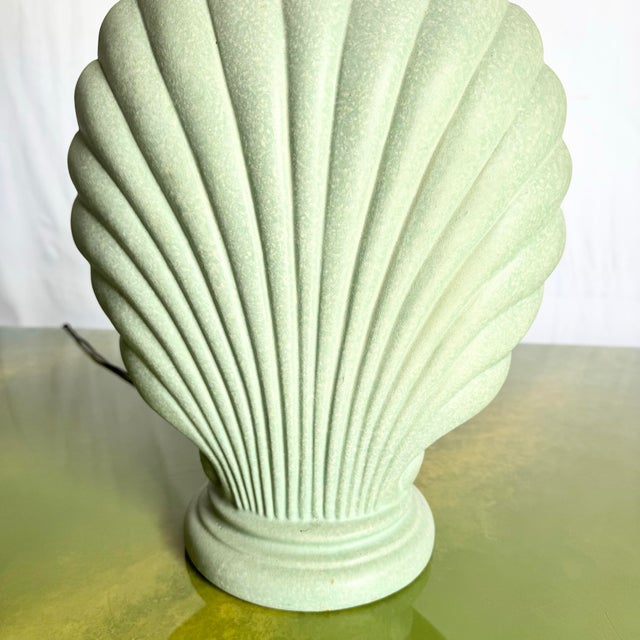 Postmodern Mint Green Ceramic Clam Shell Table Lamp For Sale In Miami - Image 6 of 8