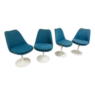 Mid-Century Modern Tulip Swivel Side Chairs by Eero Saarinen for Knoll International, 1970s, Set of 4 For Sale