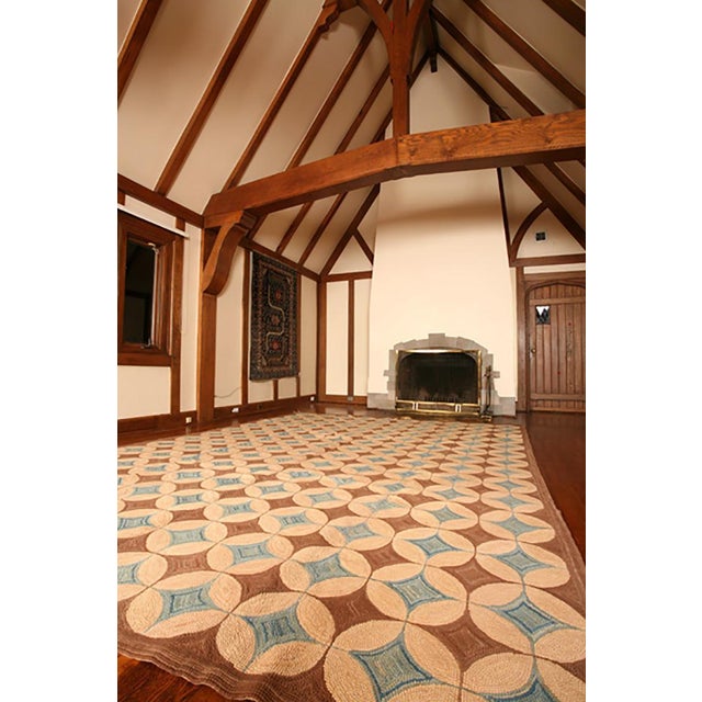 Hook rug, size: 8'0" x 10'0". Handwoven. American Hooked Rugs Contemporary American Hooked carpet utilizing strips of...