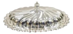 Vintage Sheffield Victorian Style Silver Plated Spiral Covered Butter Dish