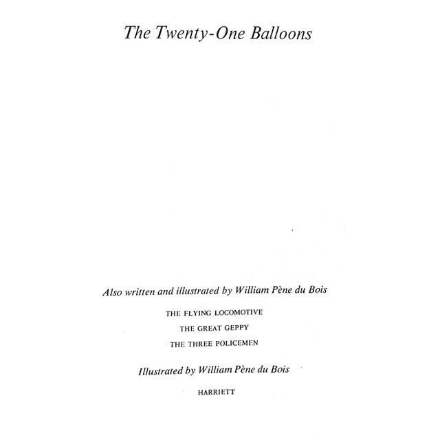 Traditional "The Twenty-One Balloons" 1947 Pene Du Bois, William For Sale - Image 3 of 11