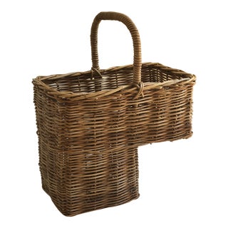 Mid-20th Century Hand-Woven Willow Stair Basket For Sale