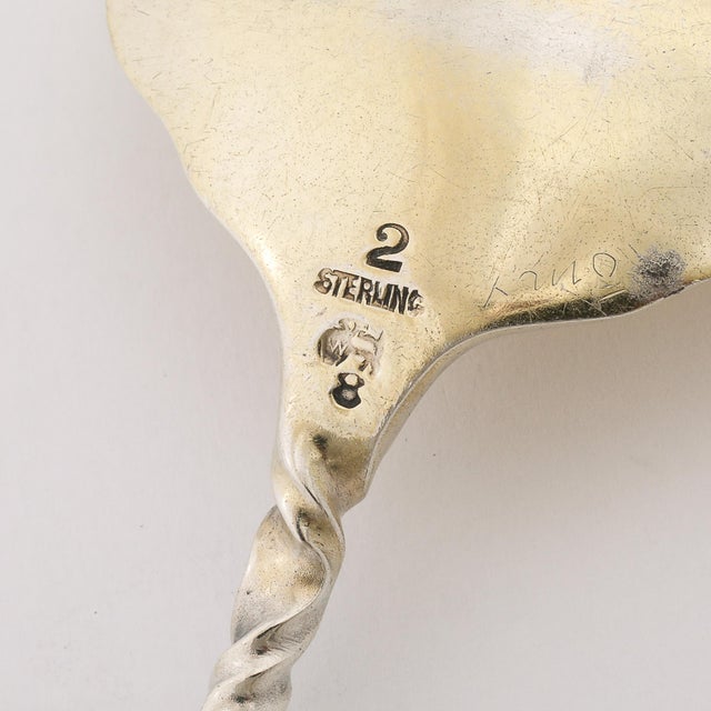 Arts & Crafts Sterling Silver & Gold Washed Twist Fork by Whiting Manufacturing For Sale - Image 9 of 10