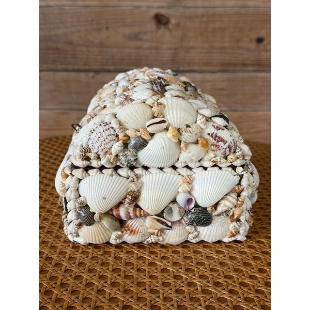Vintage Handcrafted Shell-Covered Coastal Keepsake Box For Sale - Image 11 of 11