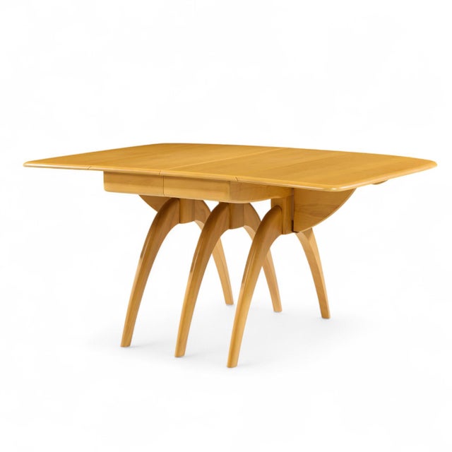 Wood Heywood Wakefield Mid Century Wheat Wishbone Expanding Dining Table With 2 Leaves For Sale - Image 7 of 16