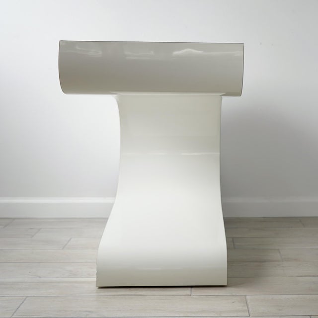 1990s White Laminate Console Desk Table in the Style of Pierre Cardin For Sale - Image 5 of 9