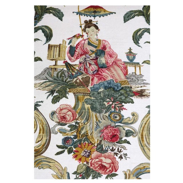 Chinoiserie Jean Monro Chinoiserie Fabric Three Seat Roll Arm Sofa For Sale - Image 3 of 5