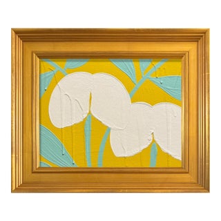 Ron Giusti Mini Tsubasa Orchid Yellow Cream Acrylic Painting For Sale