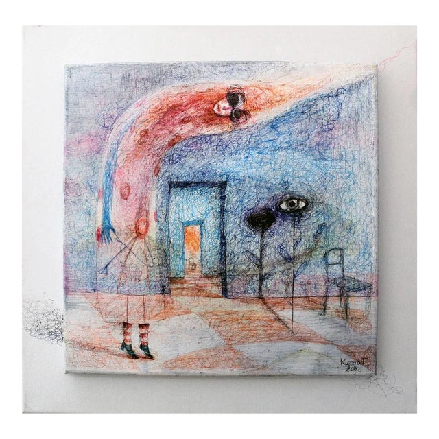 Keziat, the Fire Inside, Original Mixed Media Drawing, 2018 For Sale