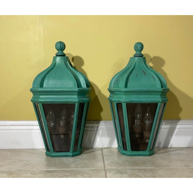 Pair of Powder Coated Aluminium Wall Lantern For Sale - Image 12 of 12