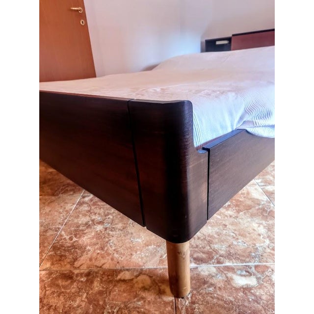 Wood Double Bed with Headboard by Sarfatti for Mim, Italy, 1960s For Sale - Image 7 of 14