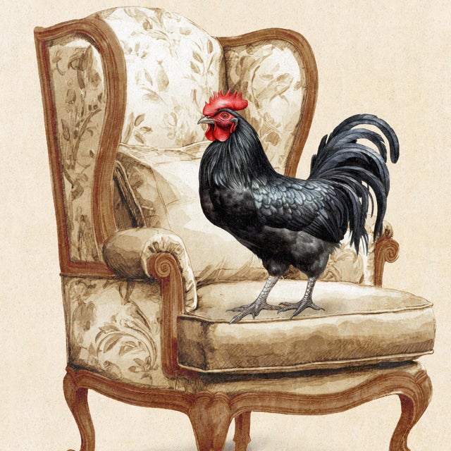 Contemporary Contemporary Reproduction Art Print of Vintage "Parlor Rooster", Framed For Sale - Image 3 of 5